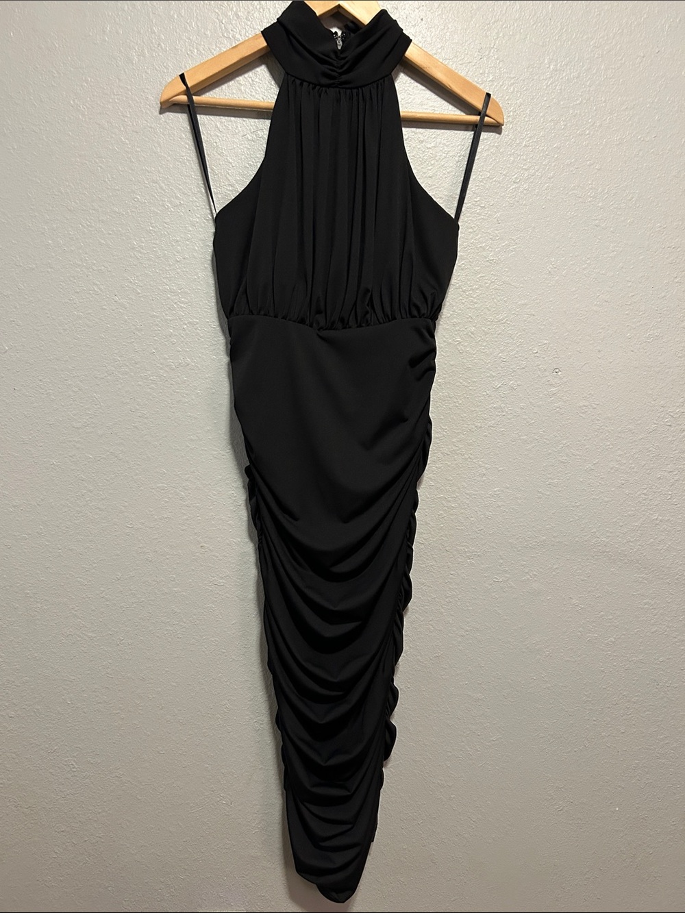 Armani Exchange Halter Ruched Black Evening Dress